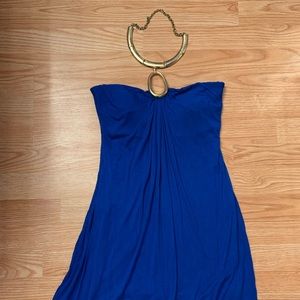 Royal Blue Dress with Gold Chain Halter!